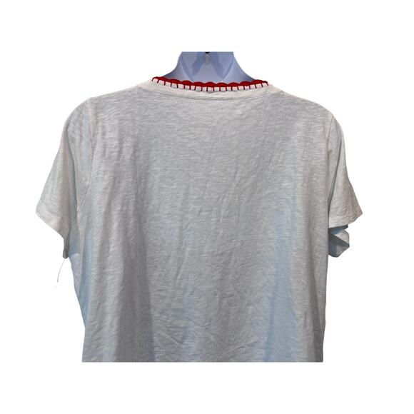 Talbots Top 3X Plus Petite Round Neck 100% Cotton Embroidered T-shirt Boho NEW - Picture 6 of 12